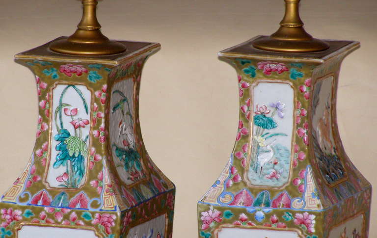 Pair Chinese Export Famille Rose Porcelain Vases Converted to Lamps, ca. 1850 5