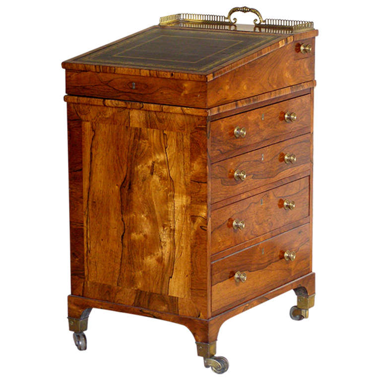 English Early Regency Rosewood Small Davenport Desk, circa 1820