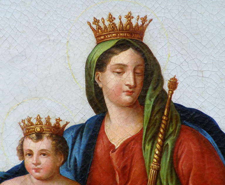 Canvas 19th Century Hungarian Portrait of Madonna and Child