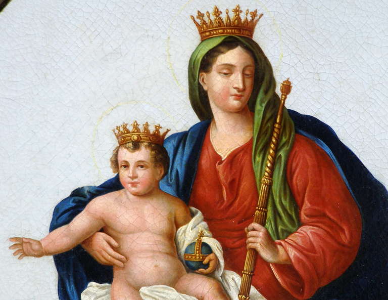19th Century Hungarian Portrait of Madonna and Child In Excellent Condition In Great Barrington, MA