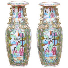 Pair of Mid 19th Century Chinese Mandarin Subject Porcelain Vases