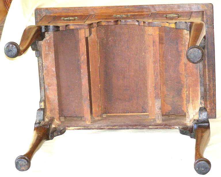 English Queen Anne Inlaid Walnut 18th Century Low Boy or Dressing Table 1