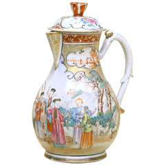 Enormous 18th Century Chinese Export Mandarin Porcelain Cider Jug