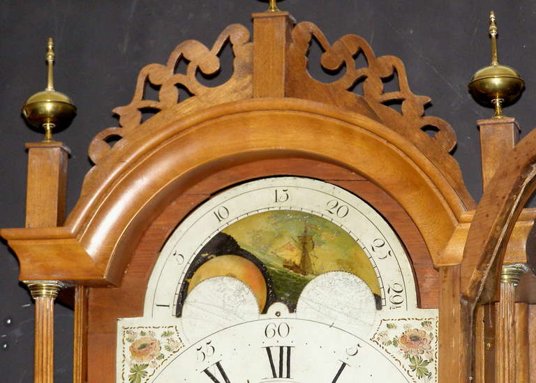 New England Federal Period Tall Case Clock 4