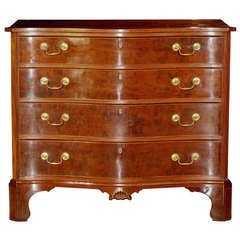 Antique American 18th Century Reverse Serpentine Mahogany Chest of Drawers