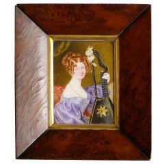 Lady With Harp-Guitar Miniature Portrait, Ca. 1830