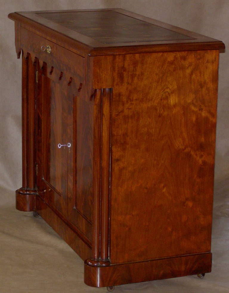I have never seen this model before. Call it what you want, liquor cabinet, server or small sideboard. In addition it is in the uncommonly seen Gothic style. The top has a removable inset slab of 