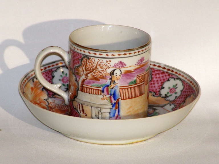 Chinese Export Mandarin Subject Cup and Saucer Ca. 1790
