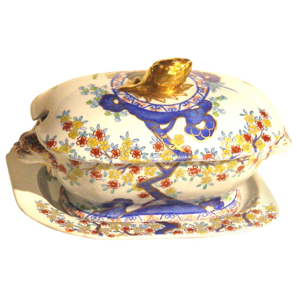 19th Century Spode Sauce Tureen with Under Plate