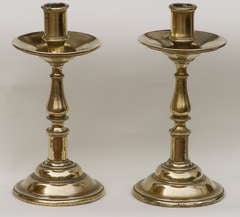 17th Century Style Heavy Brass Candlestick Holders
