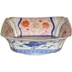 Large Square Mid 19th Century Japanese Imari Porcelain Bowl