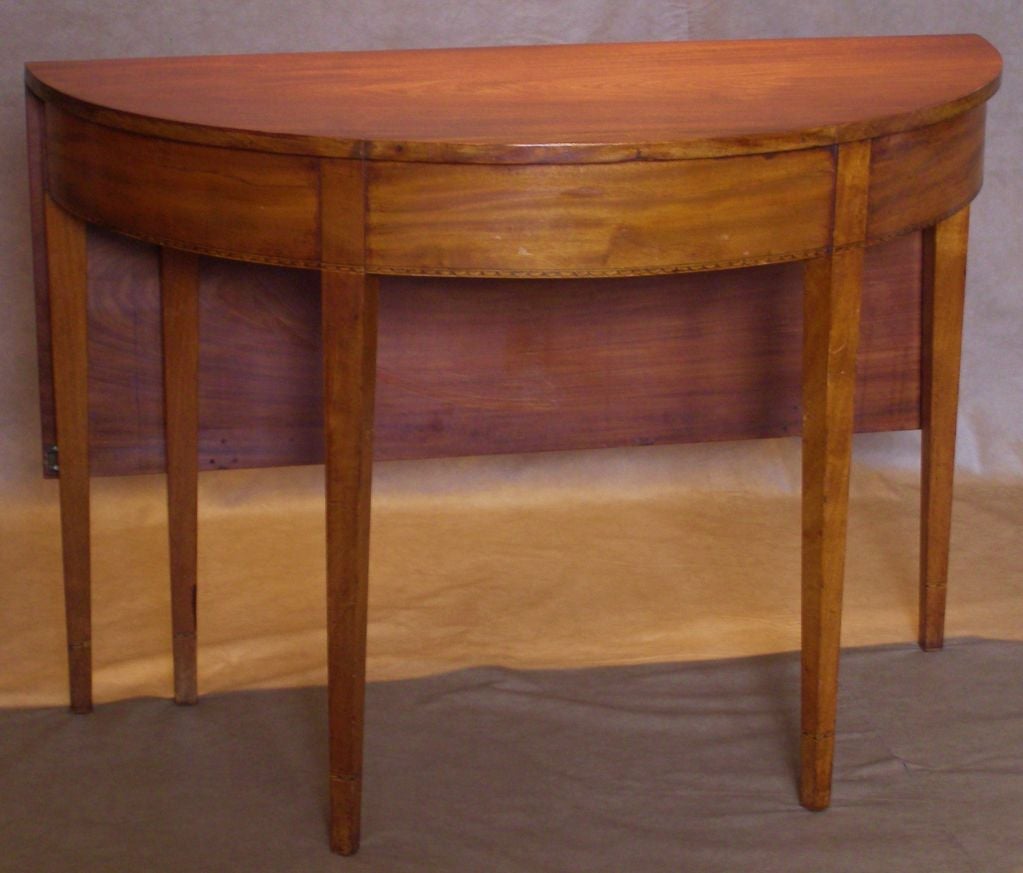 American 18th Century Federal Period Inlaid Mahogany Two Part Dining Table 1