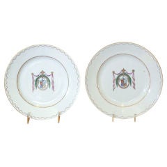 Chinese Export Armorial Plates From Pook Van Baggen Service