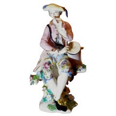 Antique 18th Century English Porcelain Figure of a Seated Musician