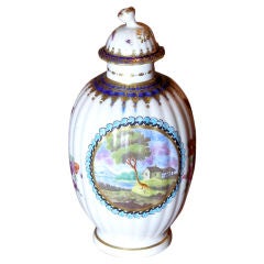 English Early Worcester Earl of Dalhousie Scenic Tea Caddy