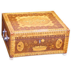 Exquisite English Regency Inlaid Sewing or Valuables Box, circa 1825