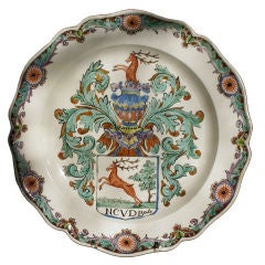 Armorial Dutch Decorated English Creamware Plate