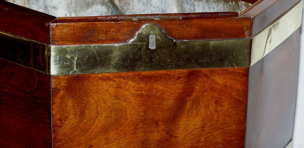 18th Century and Earlier Georgian Mahogany18th Century Brass Banded Cellarette/Wine Cooler on Stand