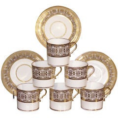 Antique Set of 10 Gilded English Coffee-Cans And Saucers