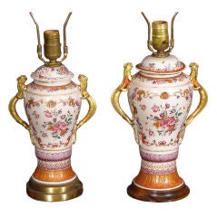 Chinese Export Vases Converted to Lamps