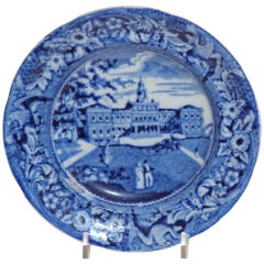 Small Blue and White Transfer Ware Plate of City Hall, New York