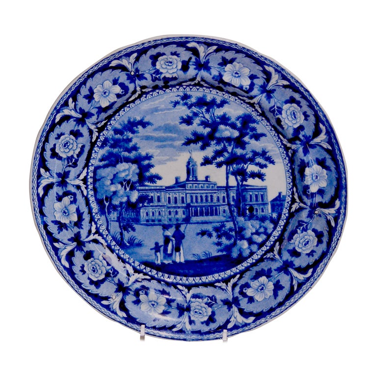 Historical Staffordshire  Plate of  \"City Hall,  New York\" For Sale