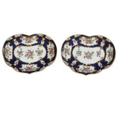 Worcester Blue Scale Ground Heart Shaped Serving Dishes
