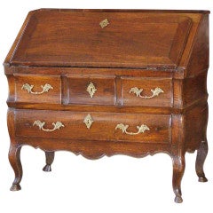 Antique Louis XV Walnut Provincial Desk or Bureau En Pente