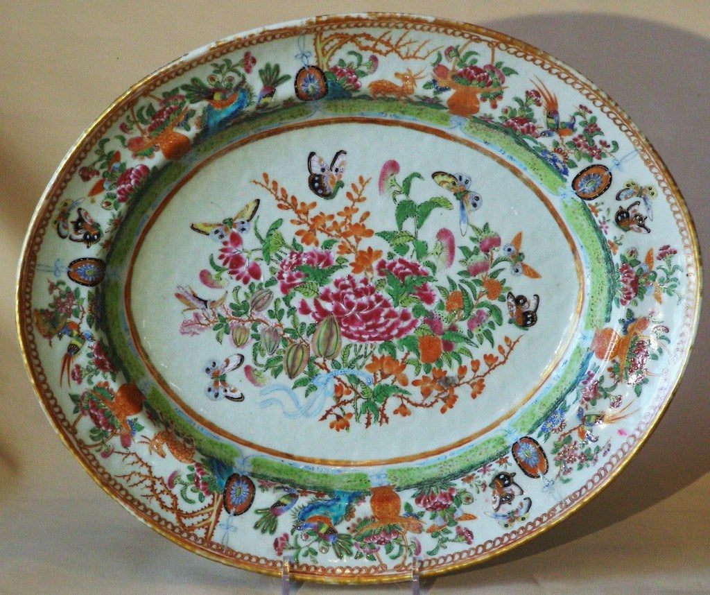 Rare Pair of Dated Chinese, Canton Platters