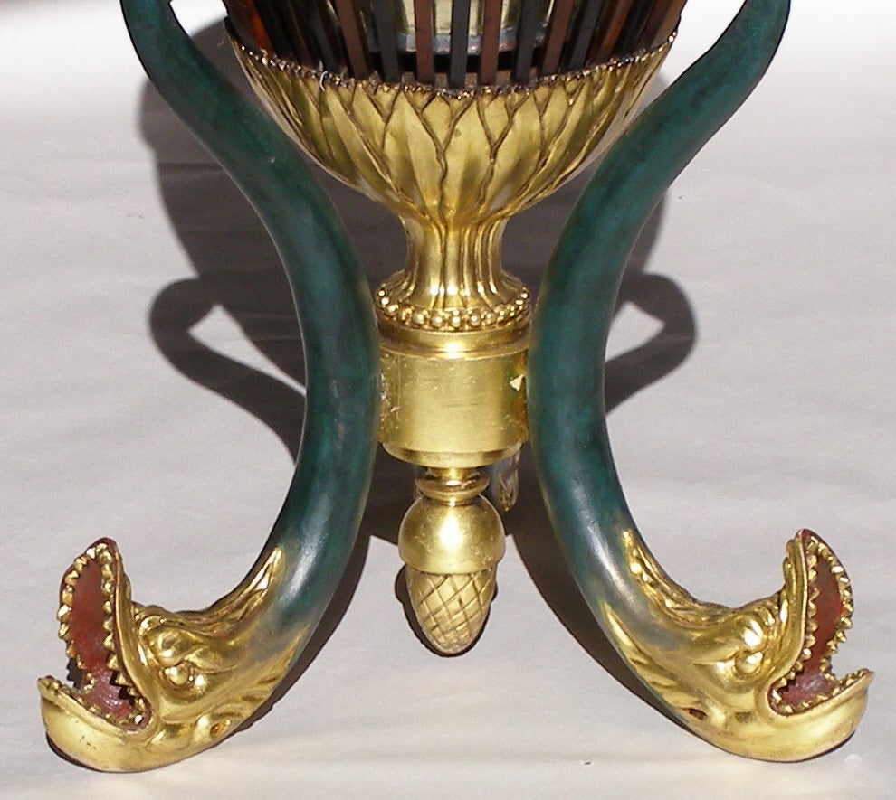 Remarkable European Wine Bucket With Dolphin Supports
