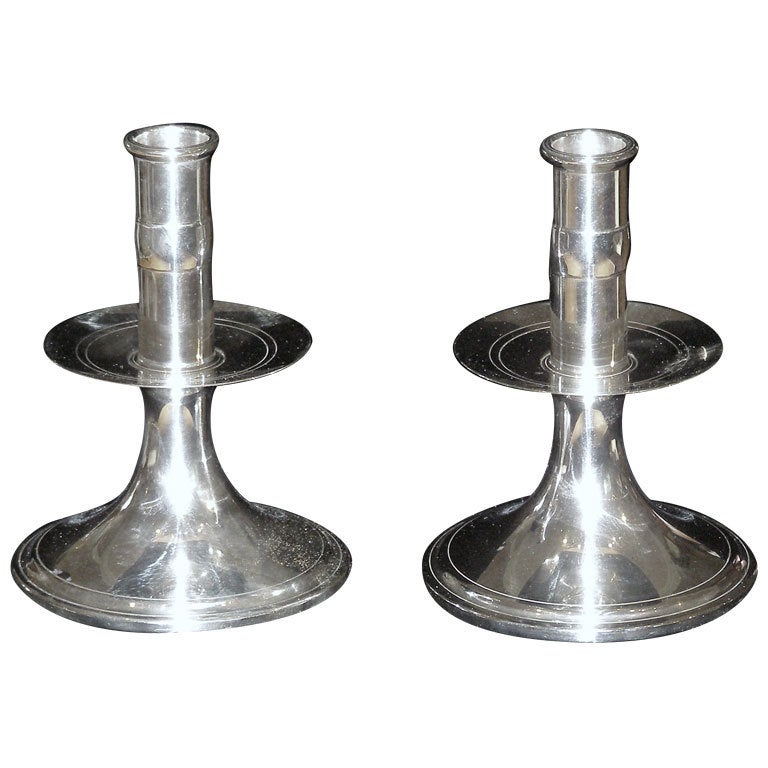 Pair 17th Century Style Sterling Candlesticks