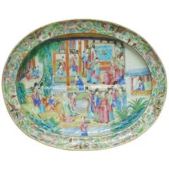 Antique Chinese Export Mandarin Subject Platter