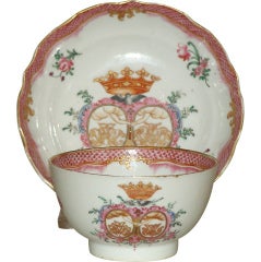Chinese Export Porcelain Armorial Cup and Saucer