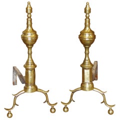 American Federal Period Brass Andirons