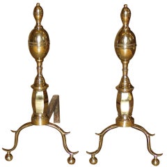 American Federal Period Brass Andirons