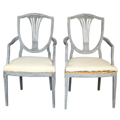 Pair of Shield Back Gustavian Style Armchairs