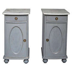 Pair of Bedside Cabinets with Marble Tops
