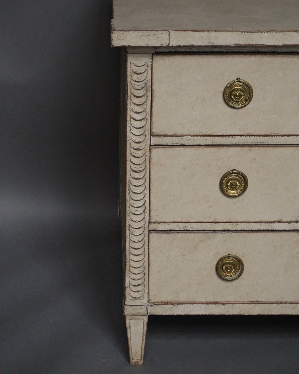 Carved Gustavian Style Chest of Drawers For Sale