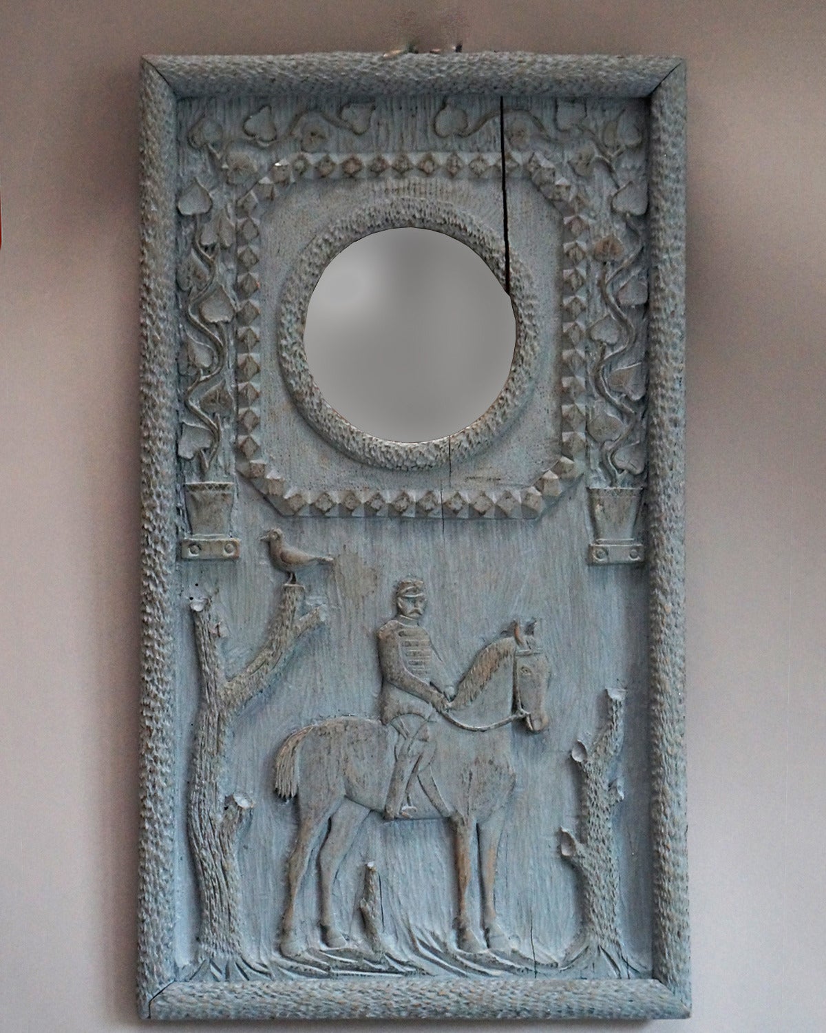 Carved Military Shaving Mirror