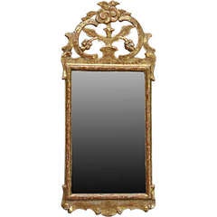 Small Rococo Mirror with Carved Crest