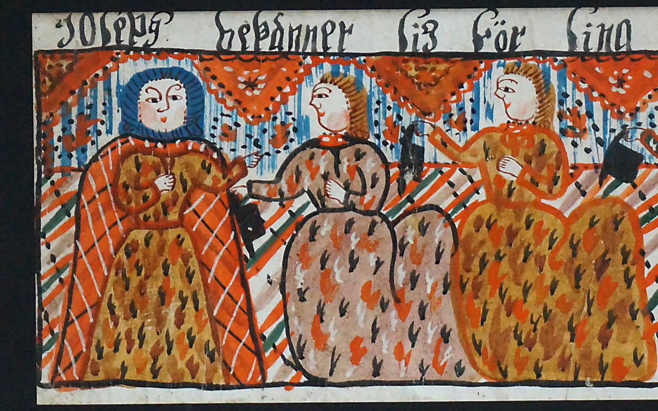 Swedish Folk Painting Sunnerboskolan Bonad Fragment