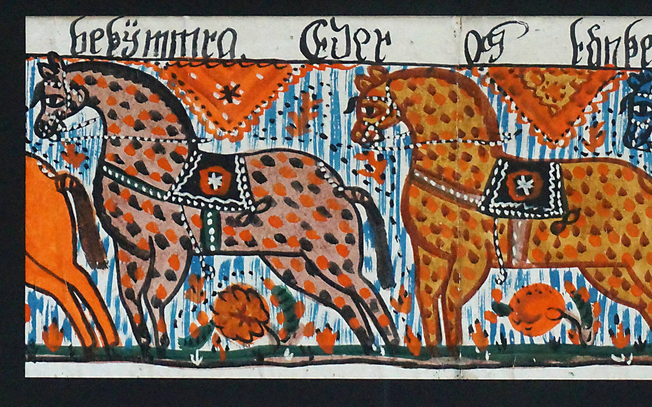 Painted Swedish Bonad with Three Horses