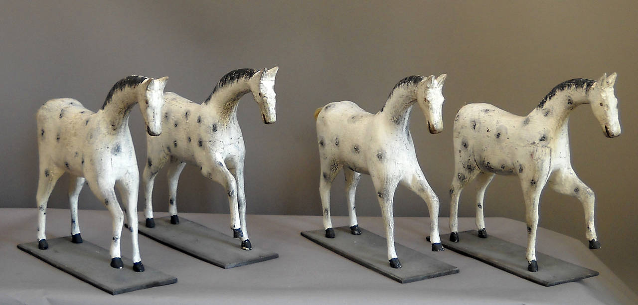 Folk Art Set of Four Toy Horses For Sale