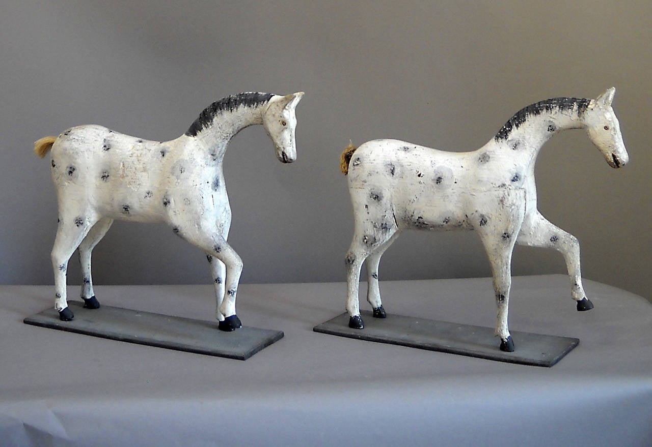 Carved Set of Four Toy Horses For Sale