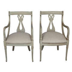 Antique Pair of Swedish Swan Arm Chairs