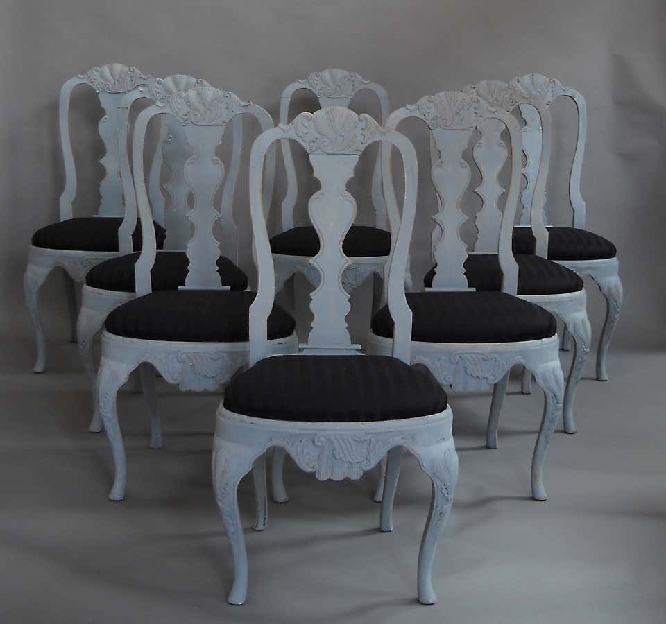 Set of Eight Rococo Style Dining Chairs at 1stDibs