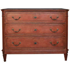 Antique Neoclassical Chest of Drawers in Salmon Paint