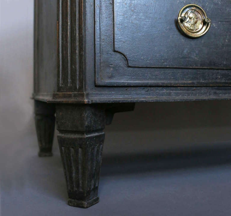 19th Century Gustavian Style Chest of Drawers in Black Paint