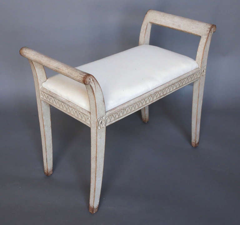 Swedish Gustavian Style Bench with Armrests