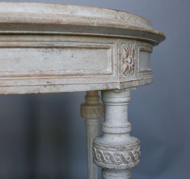 Carved Gustavian Style Round Side Table